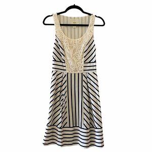 Anthropologie Black and White Striped Mini Dress